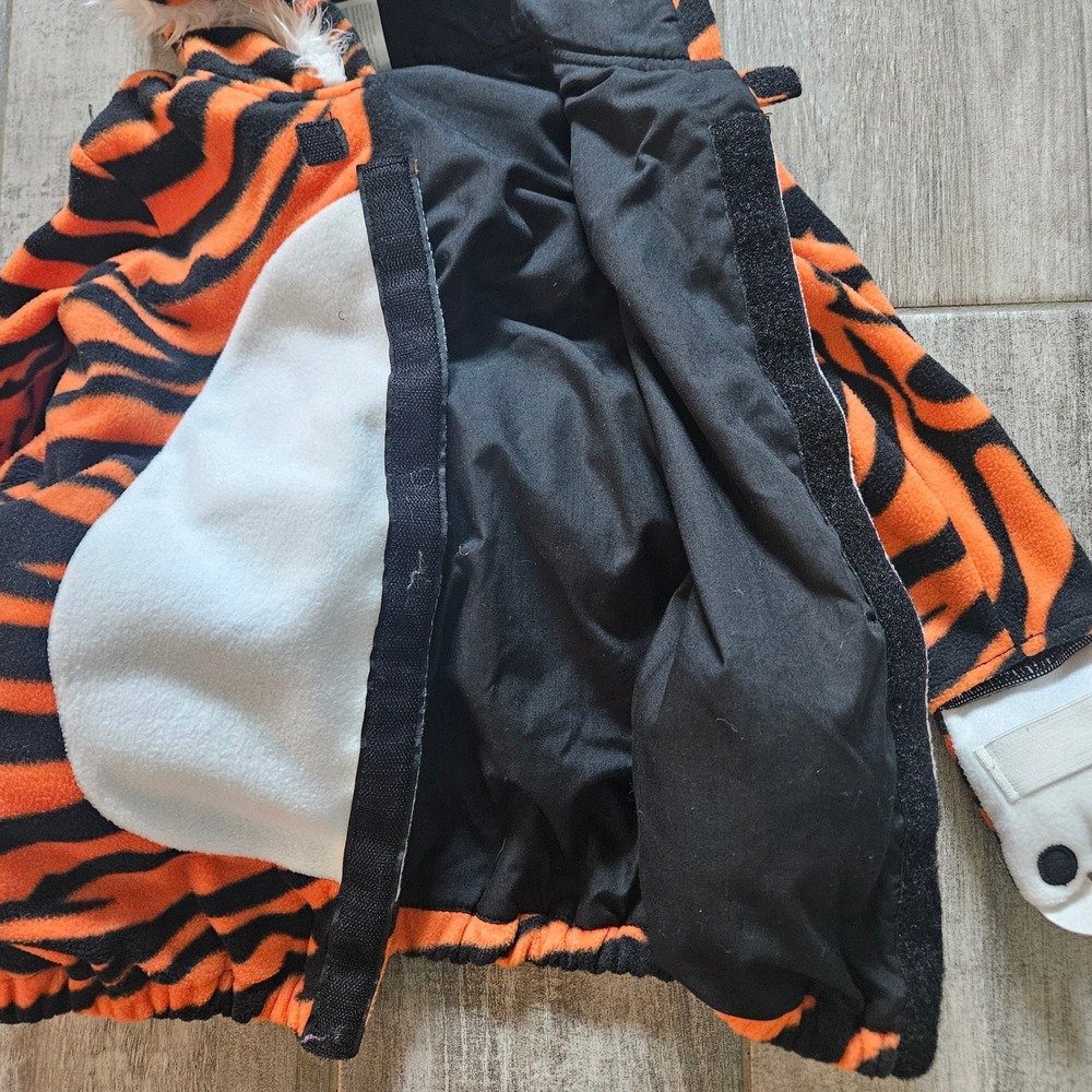 Old Navy Tiger Costume Kids 4T/5T Orange Black Striped Hooded Fleece Halloween - Picture 5 of 16